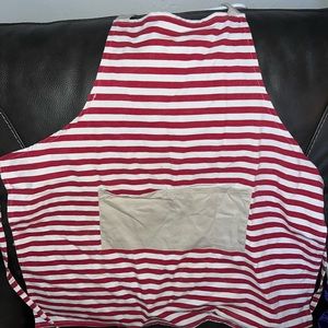 Black/cream and red/cream striped kitchen aprons